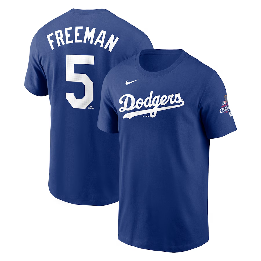 Men Los Angeles Dodgers #5 Freeman 2024 MLB World Series Champions white T shirts